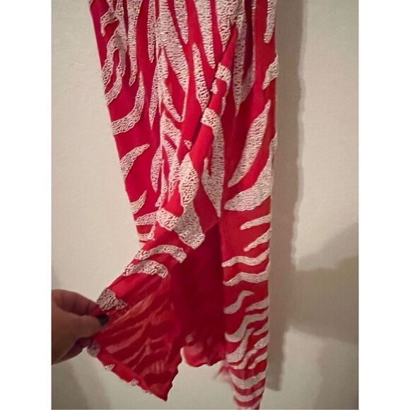 Haute Hippie Red Beaded Twist Back Side Cut Out Asymmetric Hem Dress NEW NWT - Picture 7 of 11